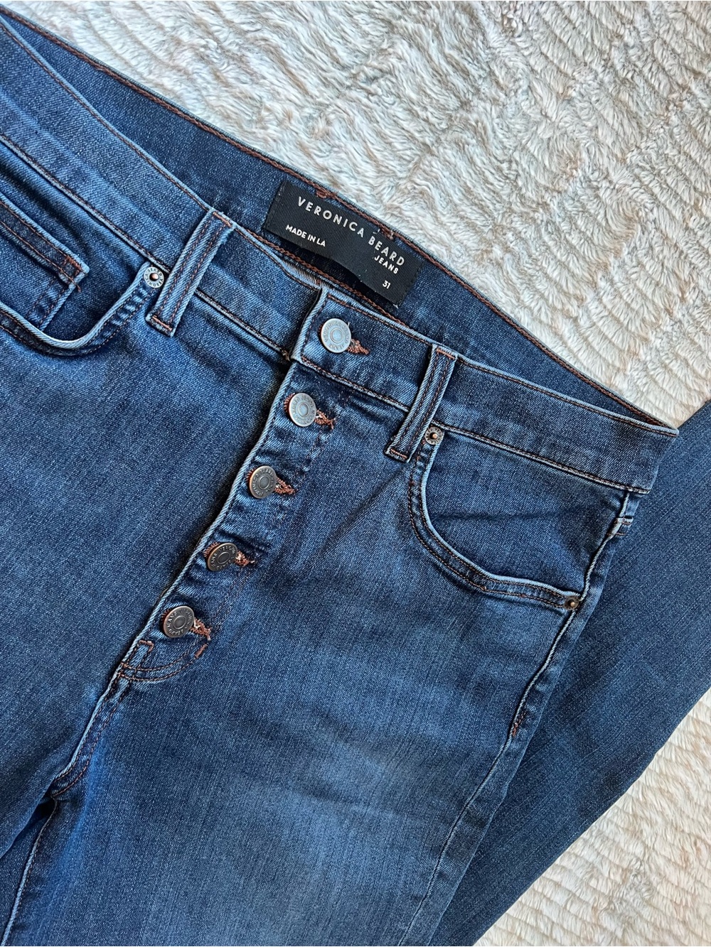 Veronica Beard Debbie Ankle Skinny High-Rise Button-Fly Jeans